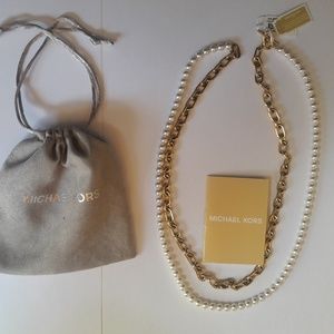 Michael Kors Gold-tone PEARL LINKS 3 IN 1 Long Nec